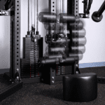 Adjustable Roller Pads on Compact Functional Trainer for Lat Pulldowns and Lunges