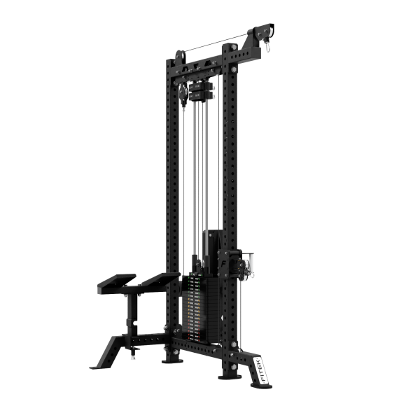 FITEK freestanding cable pulley station featuring a robust straight base and 142.5kg weight stack