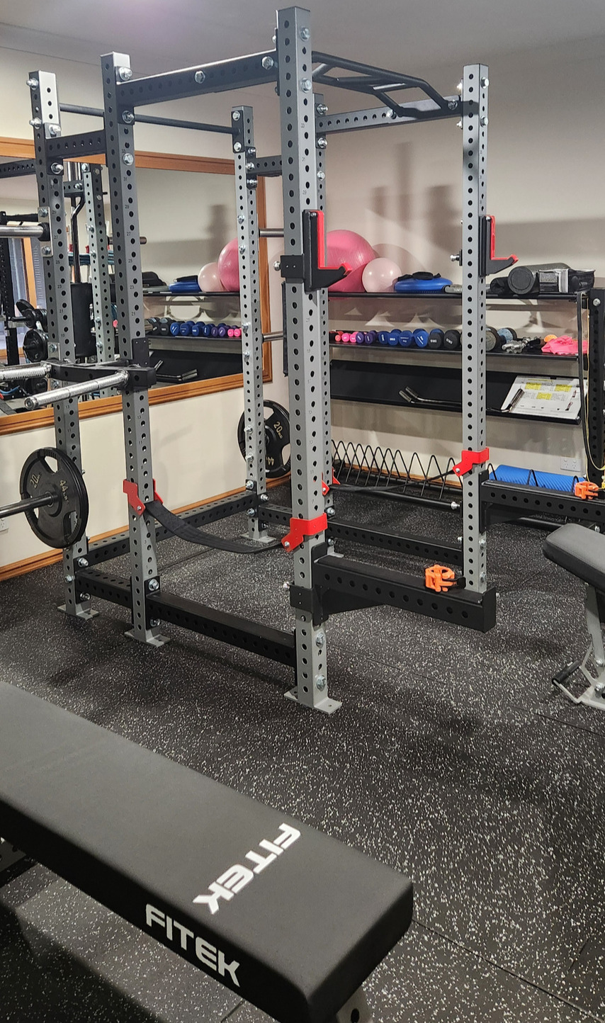 FITEK Grey Power Rack with Dip Bar Attachment