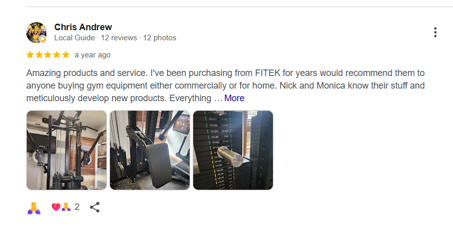 Verified Google Review for FITEK Transformer Functional Trainer